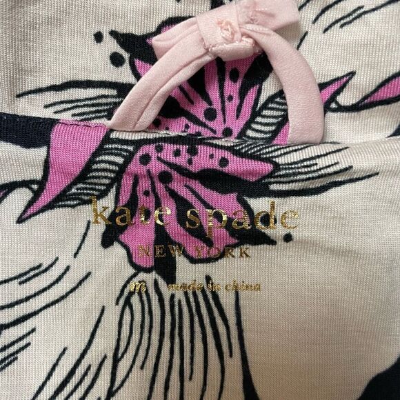 Brand New Kate Spade Women’s Medium Blue Green Floral Pajama Top Shirt Buttoned - Picture 3 of 4